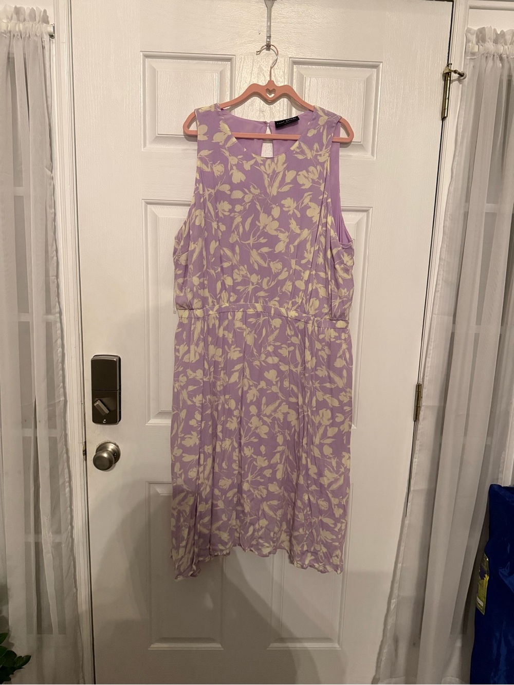 Lane Bryant Lavender and Cream Floral Sleeveless Dress